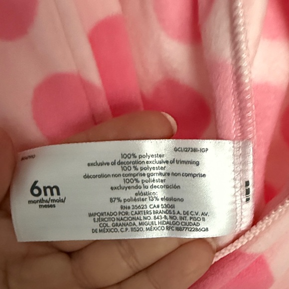 Carter's Pink Heart Baby Hooded Onesie - Picture 5 of 6